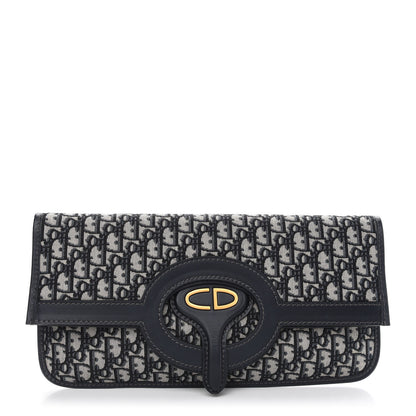 Christian Dior Oblique Fold Over Clutch Blue 1 of 10