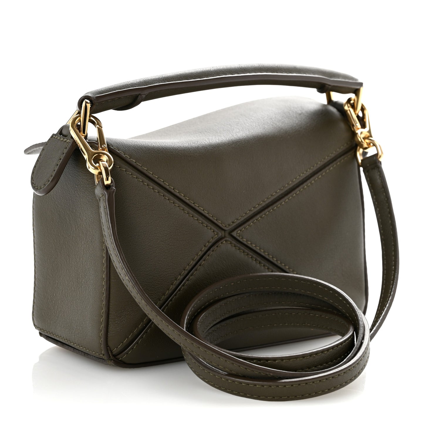 Calfskin Mini Puzzle Bag Khaki Green