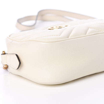Gucci Calfskin Matelasse Mini GG Marmont Chain Shoulder Bag White 5 of 11