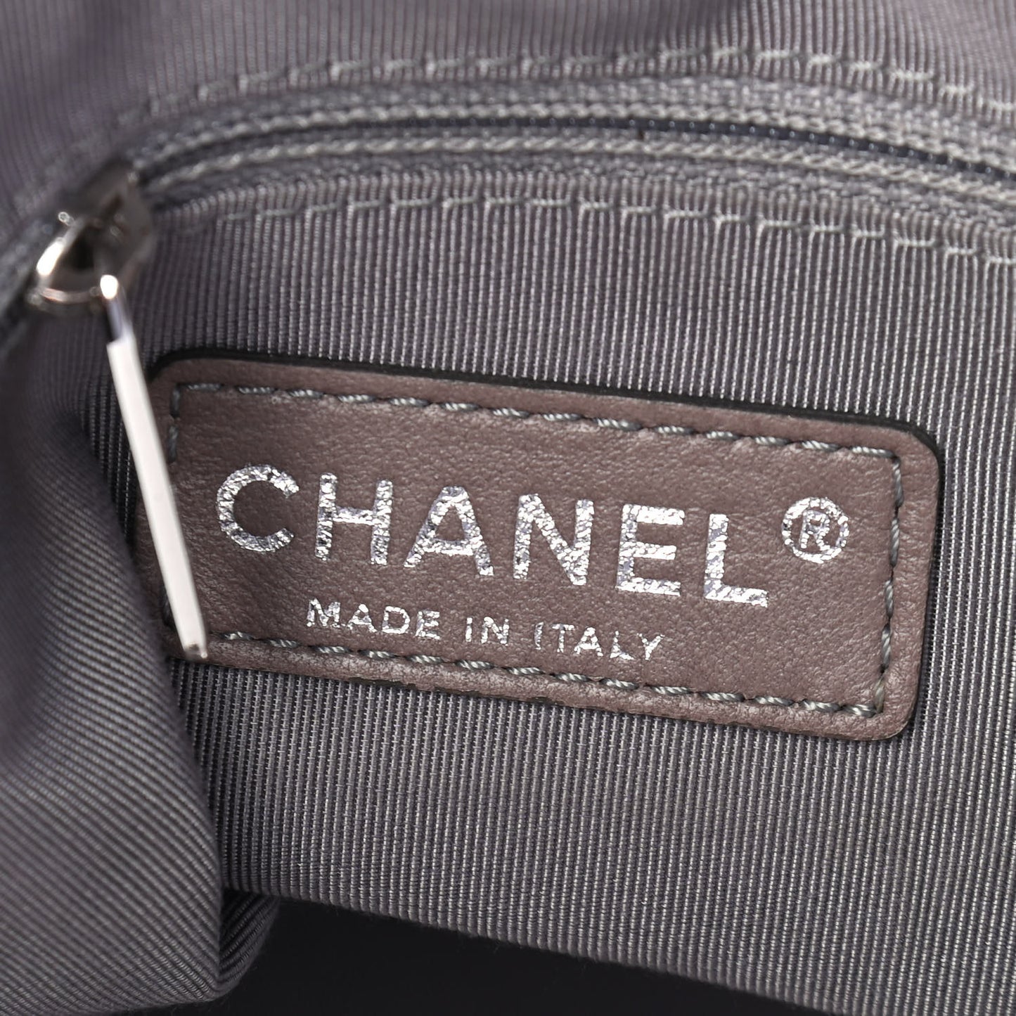 Metallic Cracked Calfskin Modern Chain Tote Dark Silver