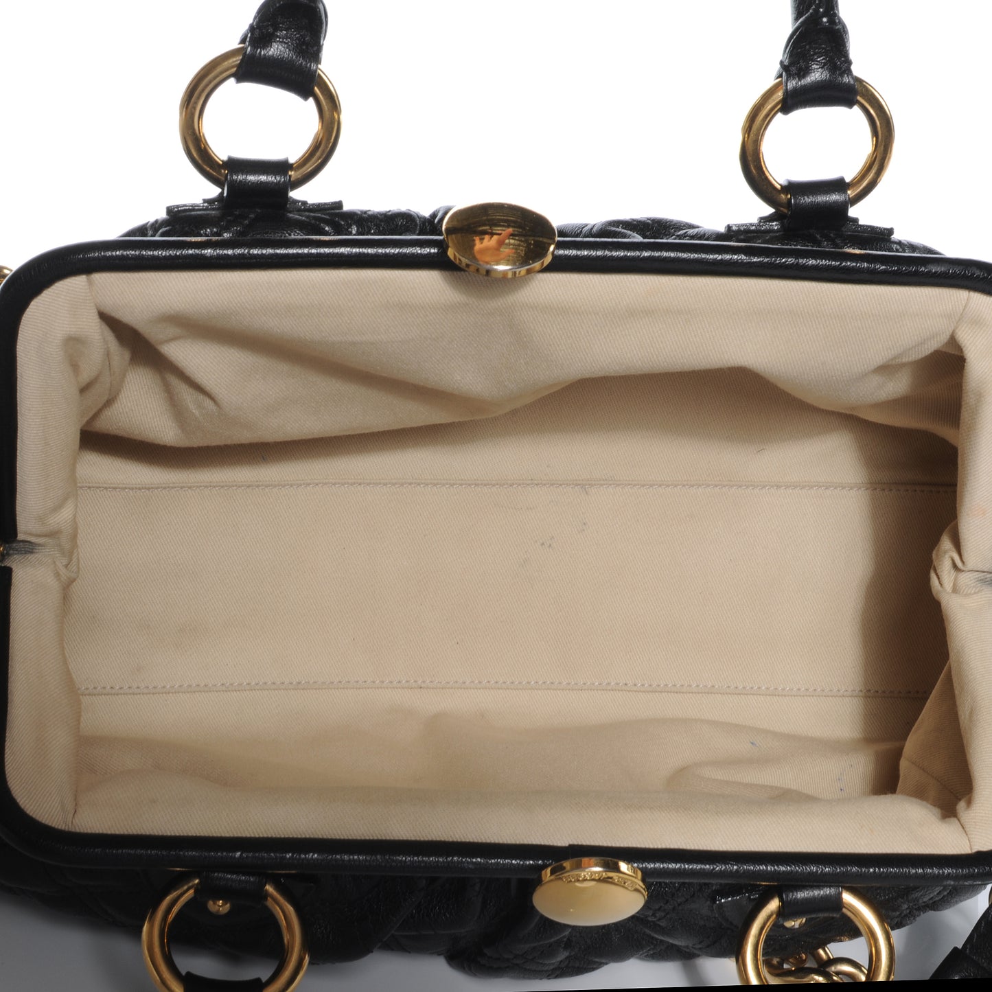 Quilted Leather East West Stam Bag Black