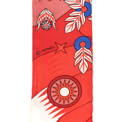 Hermes Silk La Source de Pegase Twilly Rouge Bleu Royal White 3 of 7