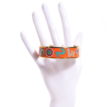 Hermes Enamel Printed Tohu Bohu Wide Bracelet Orange 70 2 of 5