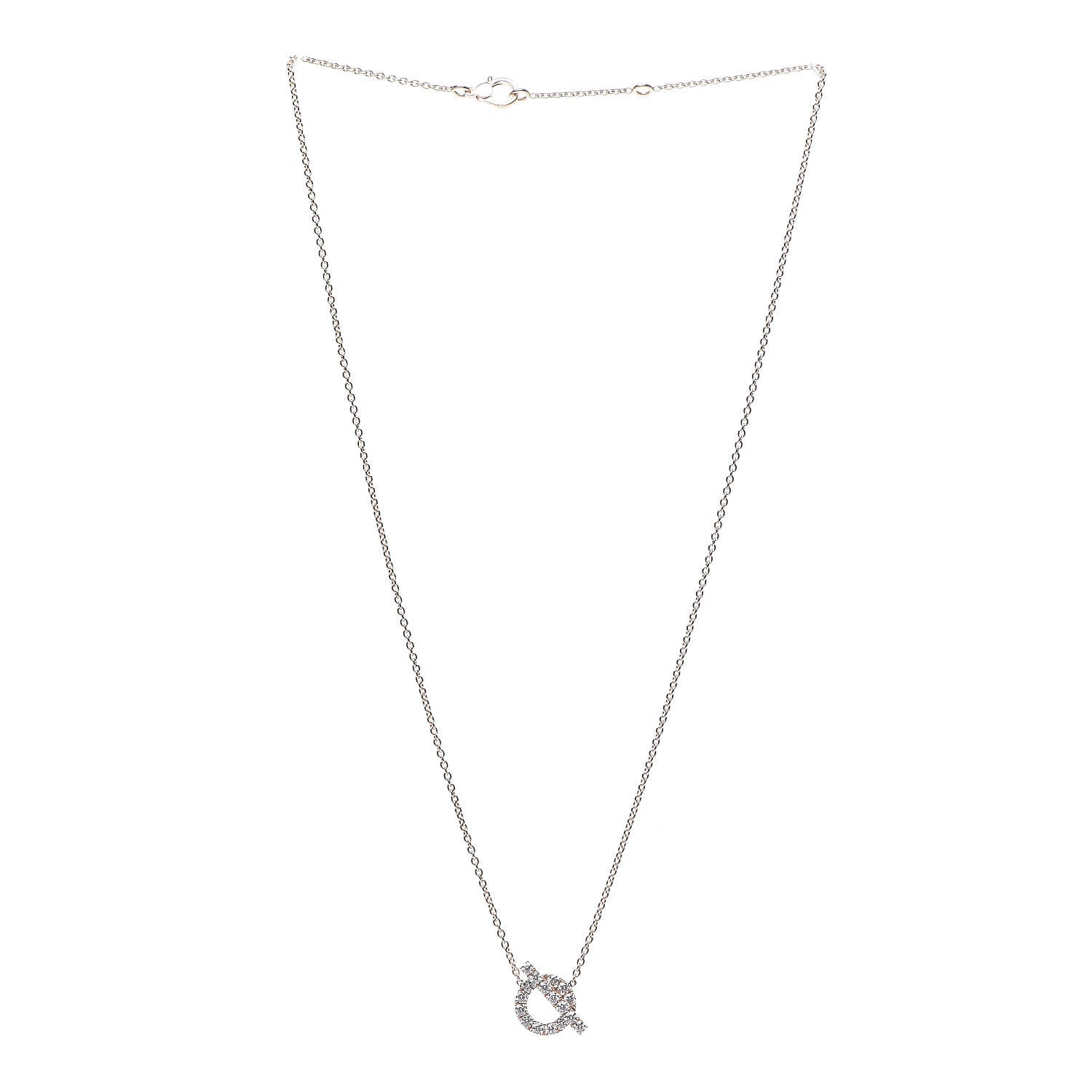 Hermes 18K Rose Gold Diamond Finesse Pendant Necklace 2 of 4