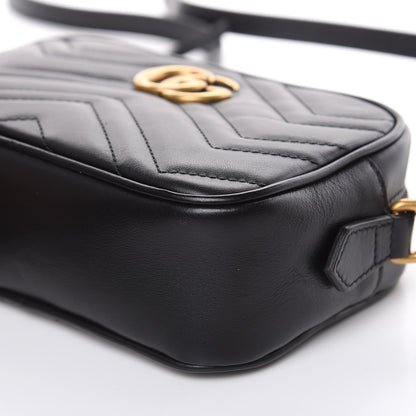 Gucci Calfskin Matelasse Mini GG Marmont Chain Shoulder Bag Black 9 of 10