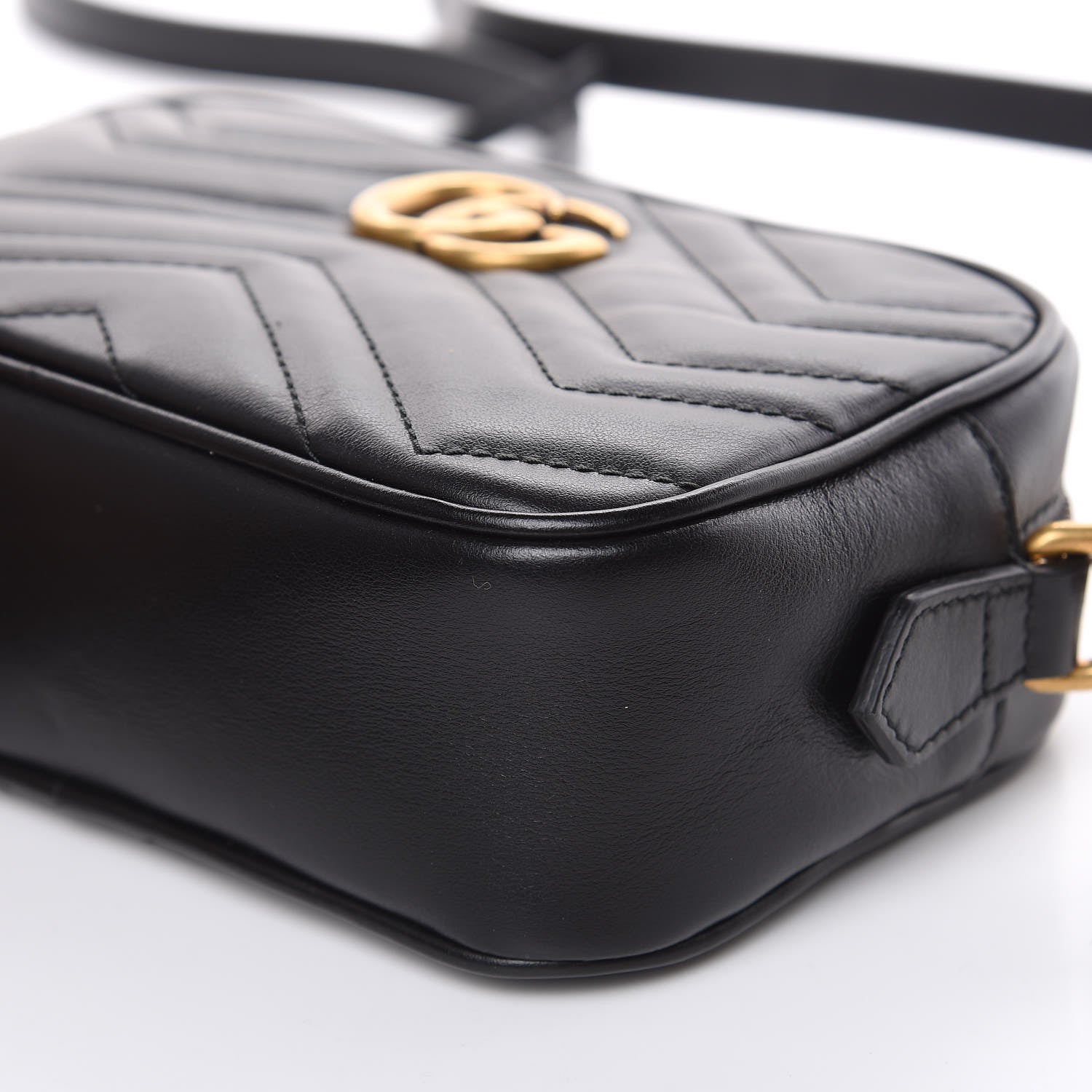 Gucci Calfskin Matelasse Mini GG Marmont Chain Shoulder Bag Black 9 of 10
