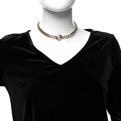 Chanel Pearl Crystal CC Chain Choker Necklace Gold 2 of 5