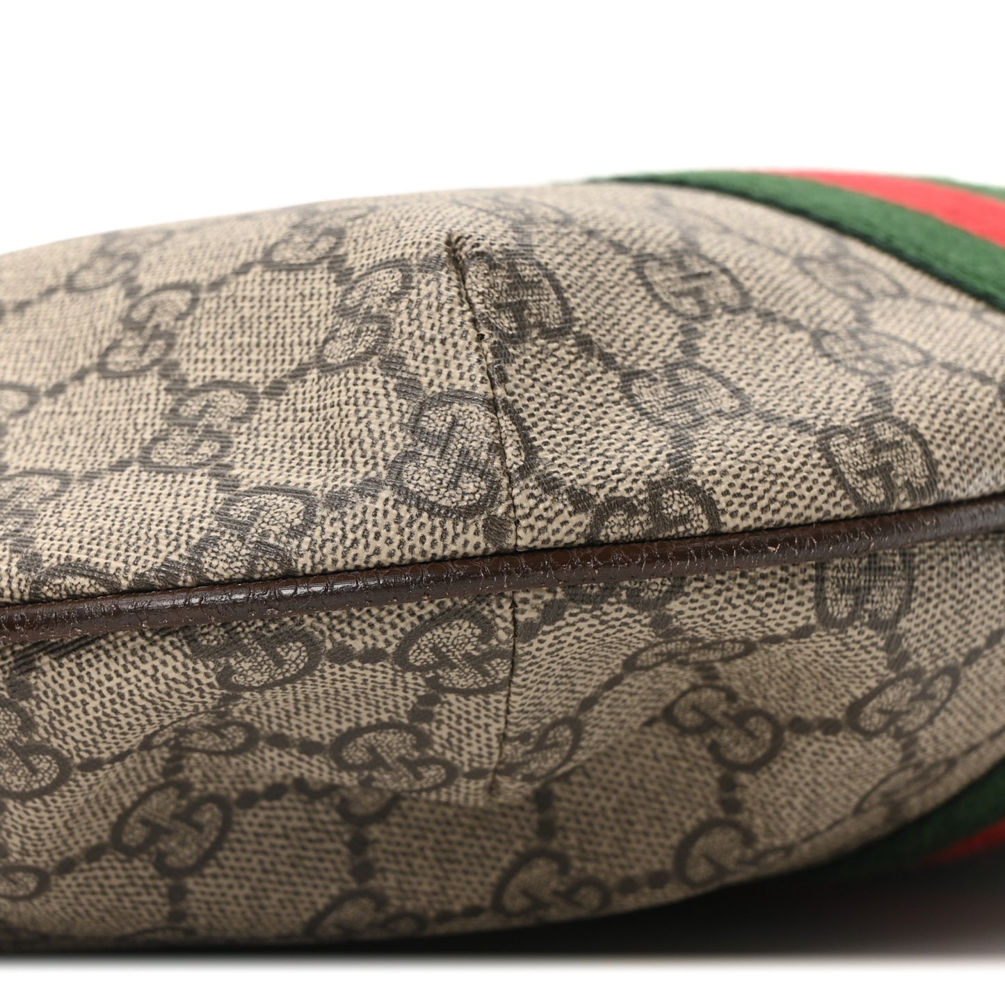 GG Supreme Monogram Web Small Ophidia Half Moon Hobo Brown