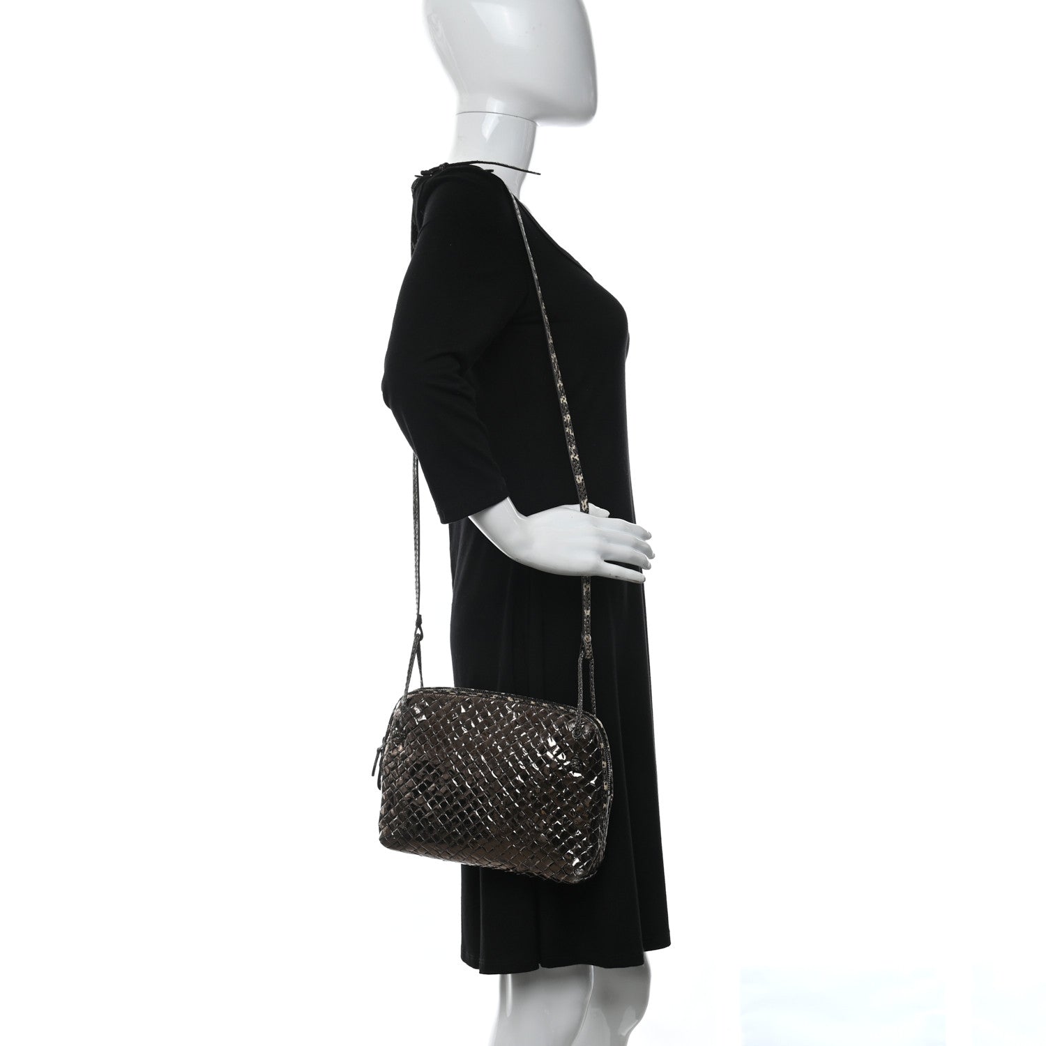 Bottega Veneta Metallic Ayers Intrecciato Nodini Crossbody Messenger Pewter 2 of 9