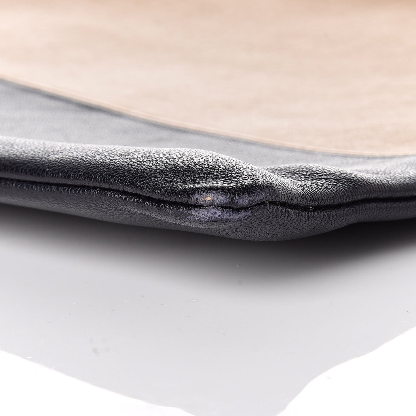 Lambskin Bi-Color Solo Clutch Pouch Nude