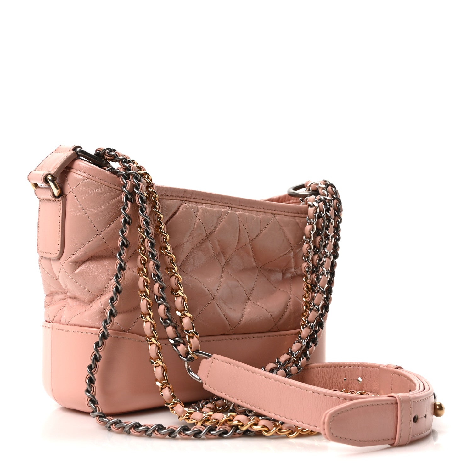 Chanel Aged Calfskin Quilted Small Gabrielle Hobo Pink 3 of 10