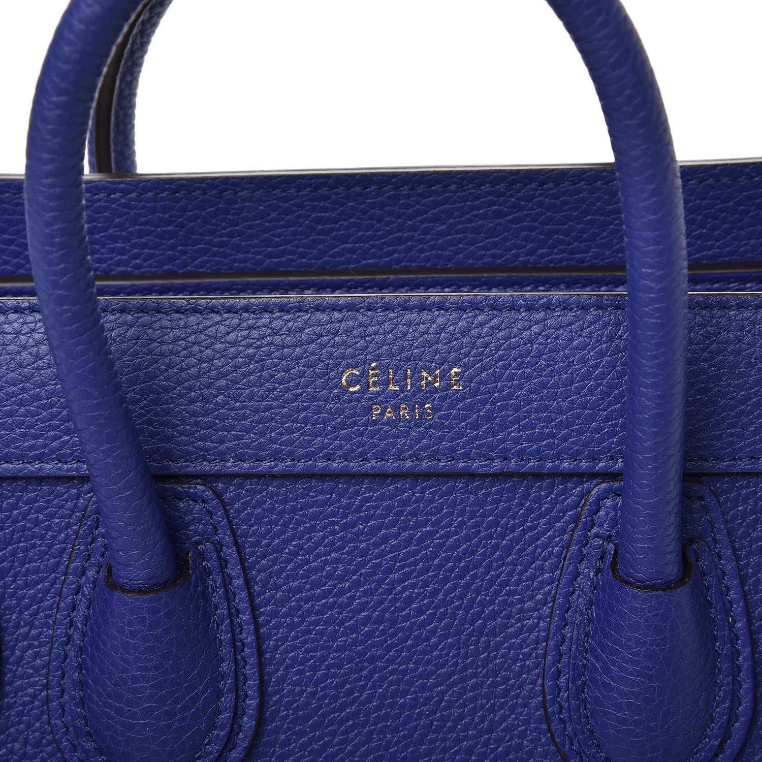 Celine Drummed Calfskin Nano Luggage Indigo 7 of 7