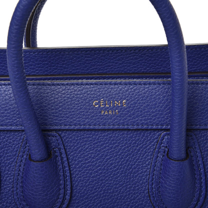 Celine Drummed Calfskin Nano Luggage Indigo 7 of 7