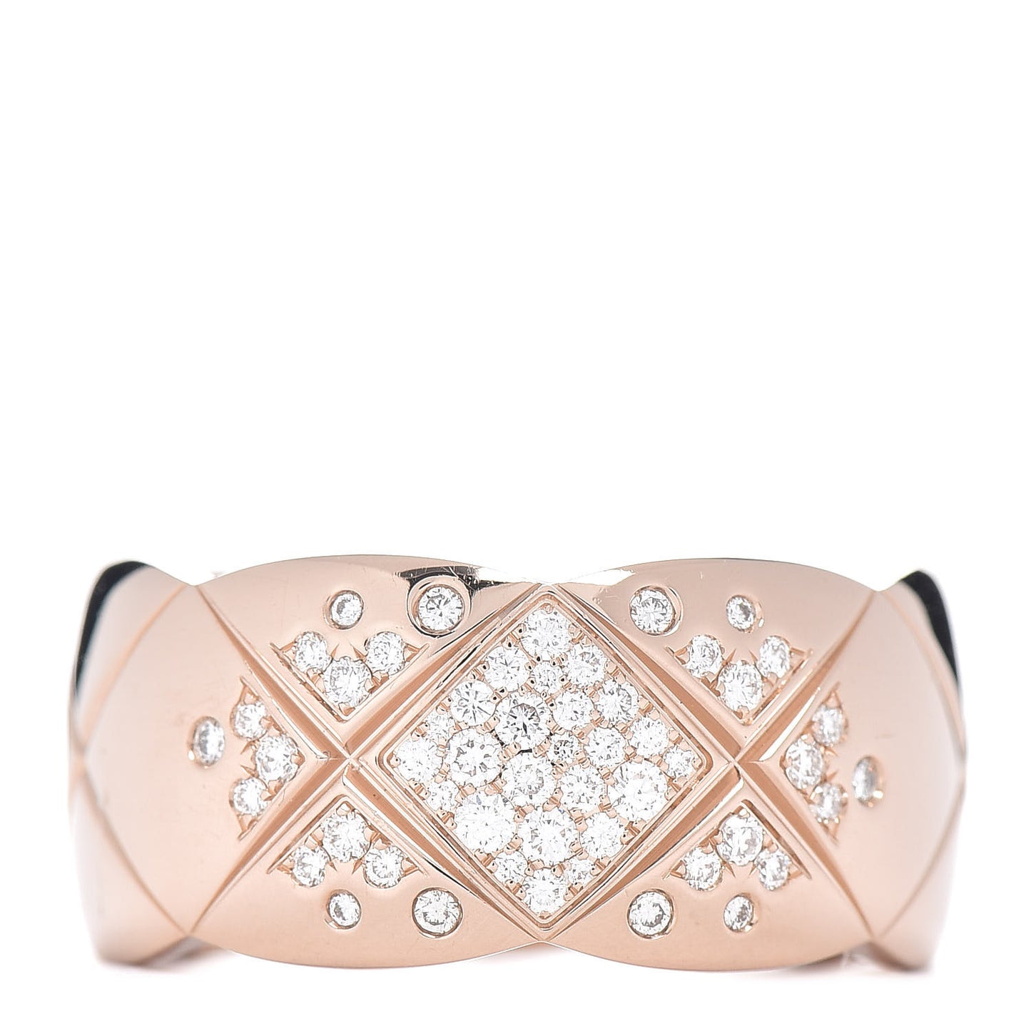 18K Beige Gold Diamond Large Coco Crush Ring 61 9.5