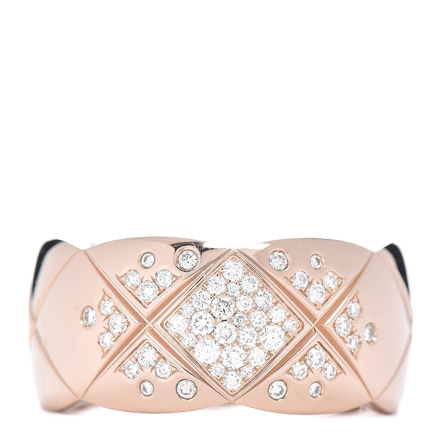 Chanel 18K Beige Gold Diamond Large Coco Crush Ring 61 9.5 1 of 4