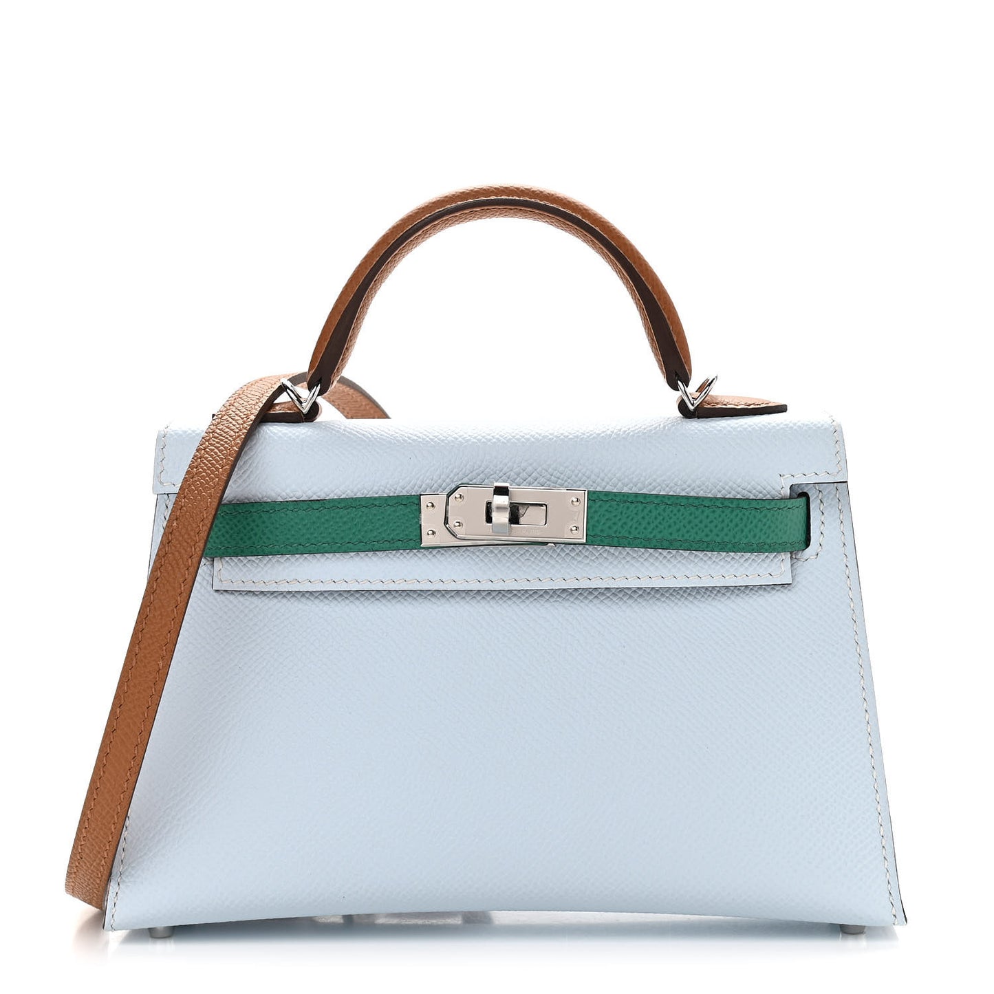 Epsom Mini Kelly Sellier 20 Bleu Brume Vert Jade Gold