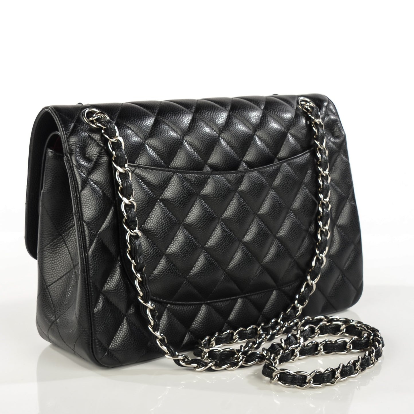Caviar Quilted Jumbo Double Flap Black