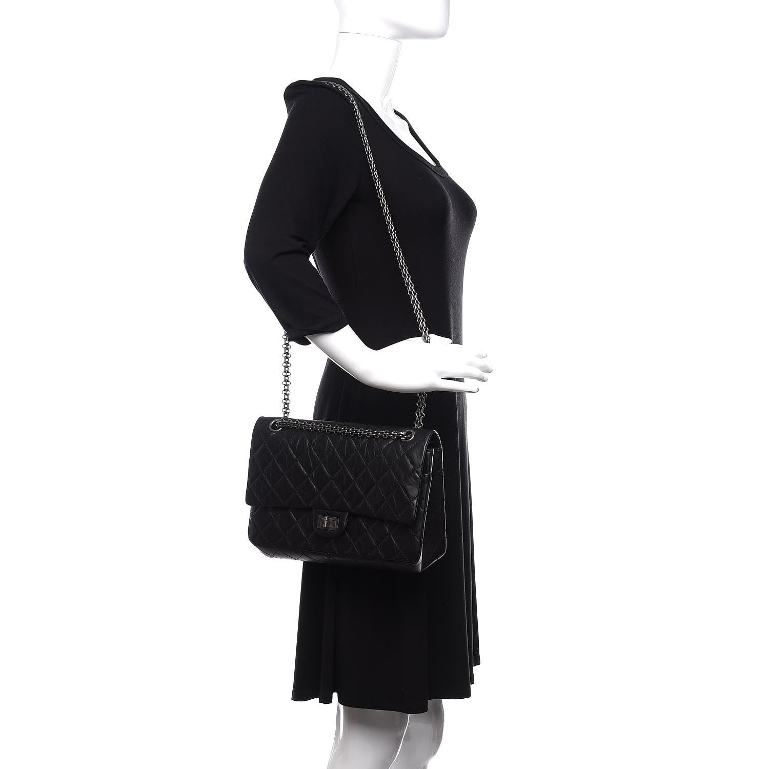 Chanel Aged Calfskin Quilted 2.55 Reissue 226 Flap Black 2 of 14
