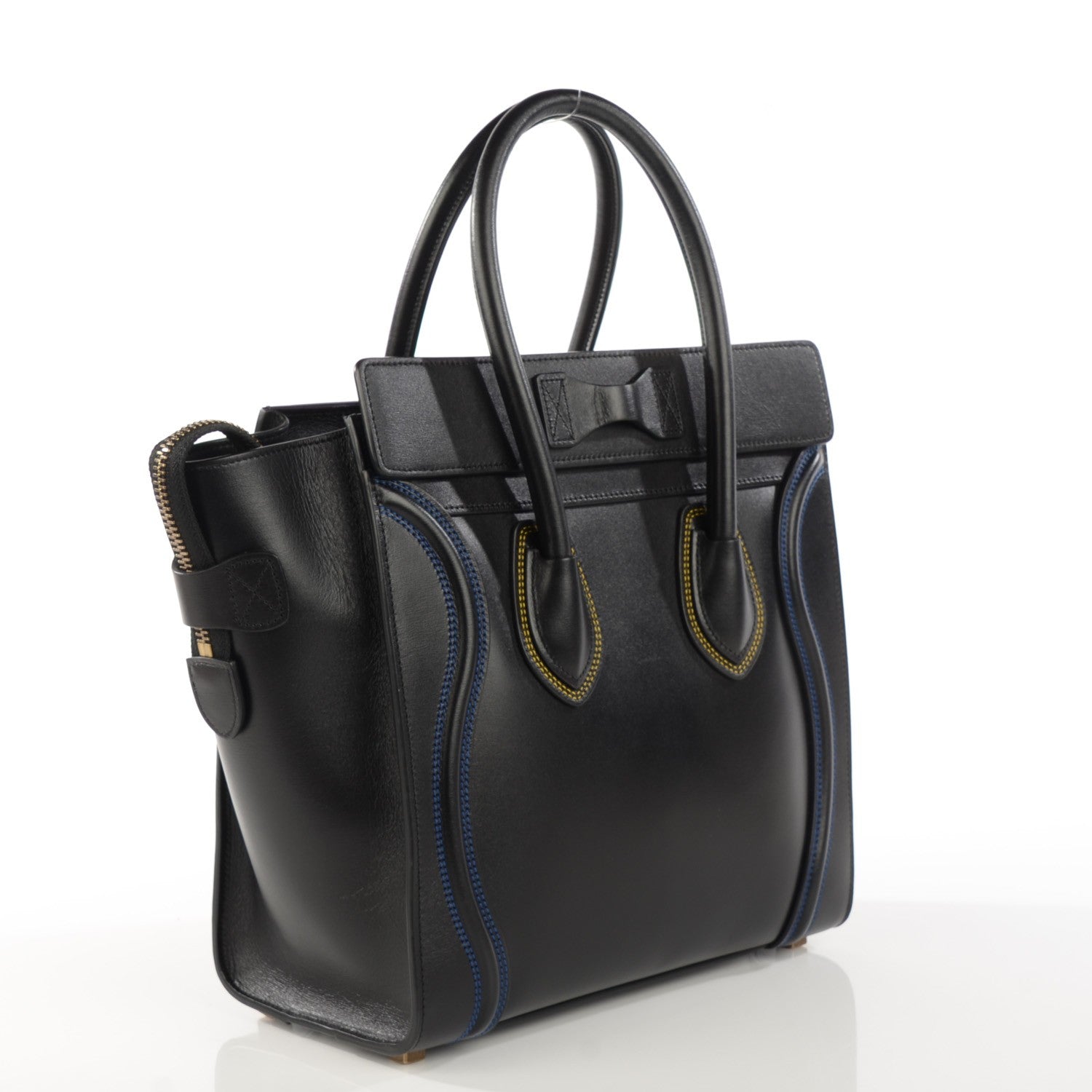 Celine Smooth Calfskin Multicolor Double Stitching Micro Luggage Black 3 of 8