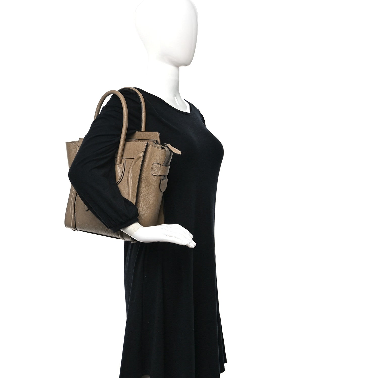 Celine Drummed Calfskin Micro Luggage Dune 2 of 9