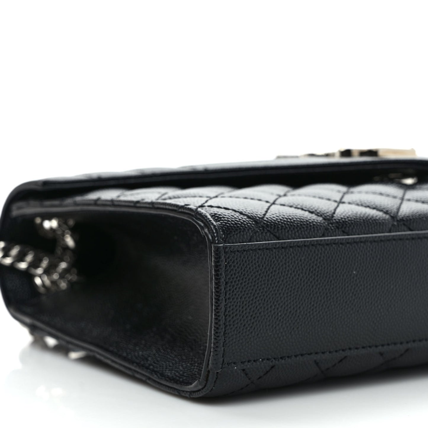 Grain De Poudre Textured Mixed Matelasse Triquilt Medium Monogram Satchel Black