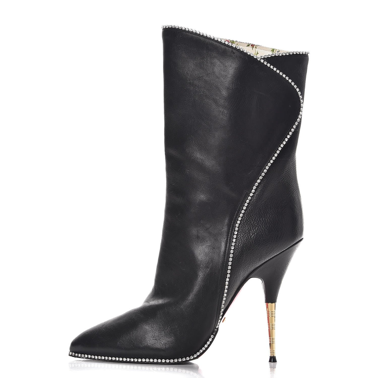 Gucci Calfskin Crystal Fosca Boots 39 Black 1 of 10