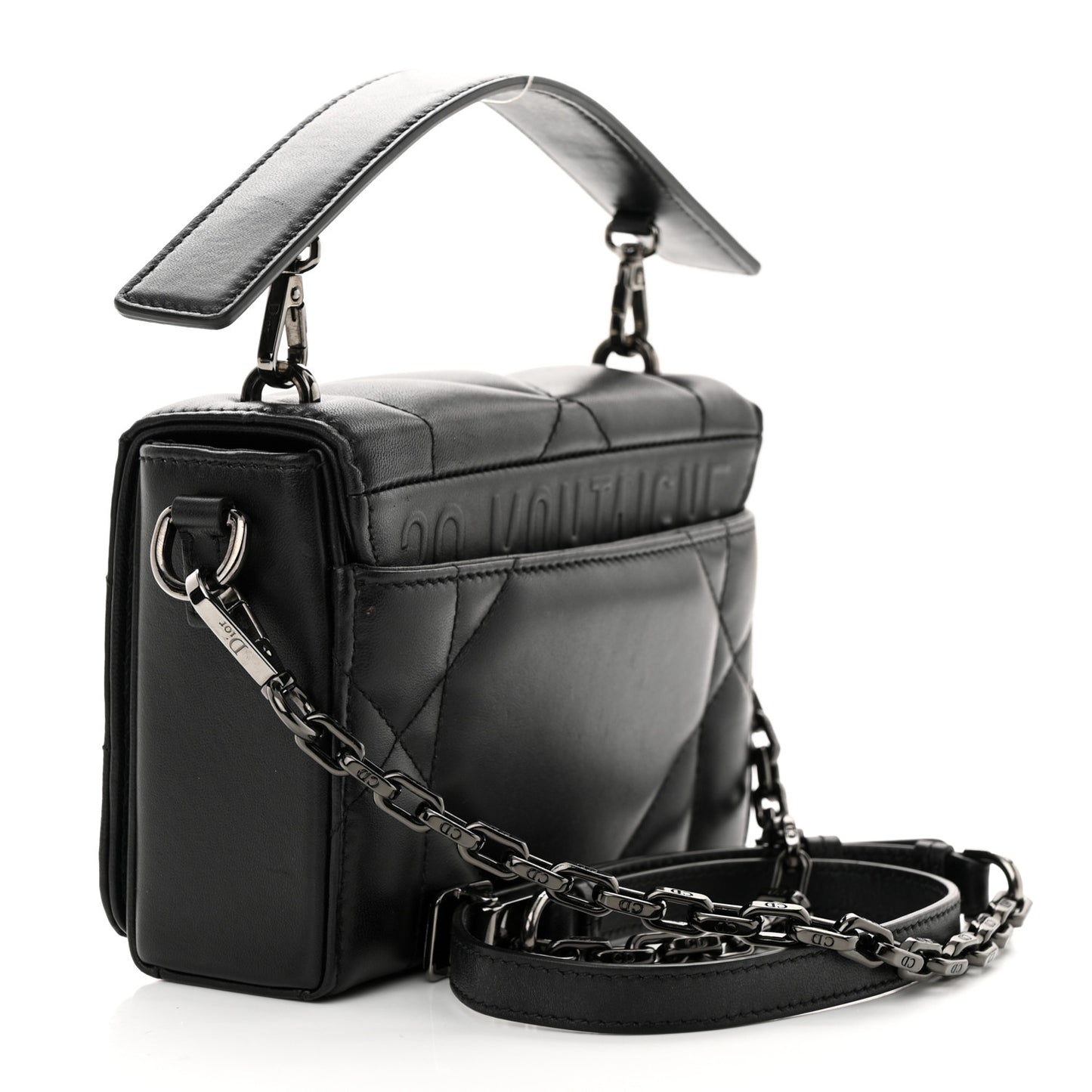 Lambskin Maxi Cannage Small 30 Montaigne Chain Top Handle Bag Black