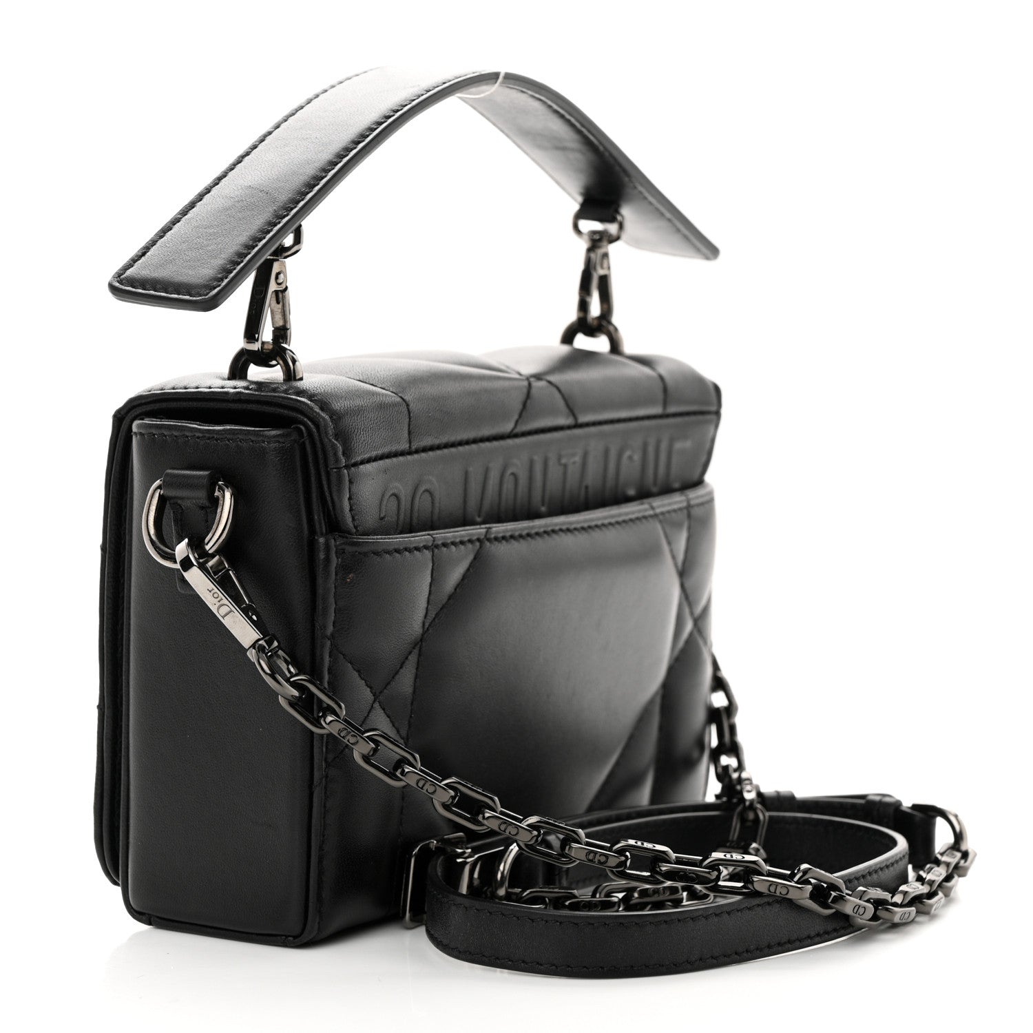 Christian Dior Lambskin Maxi Cannage Small 30 Montaigne Chain Top Handle Bag Black 3 of 11