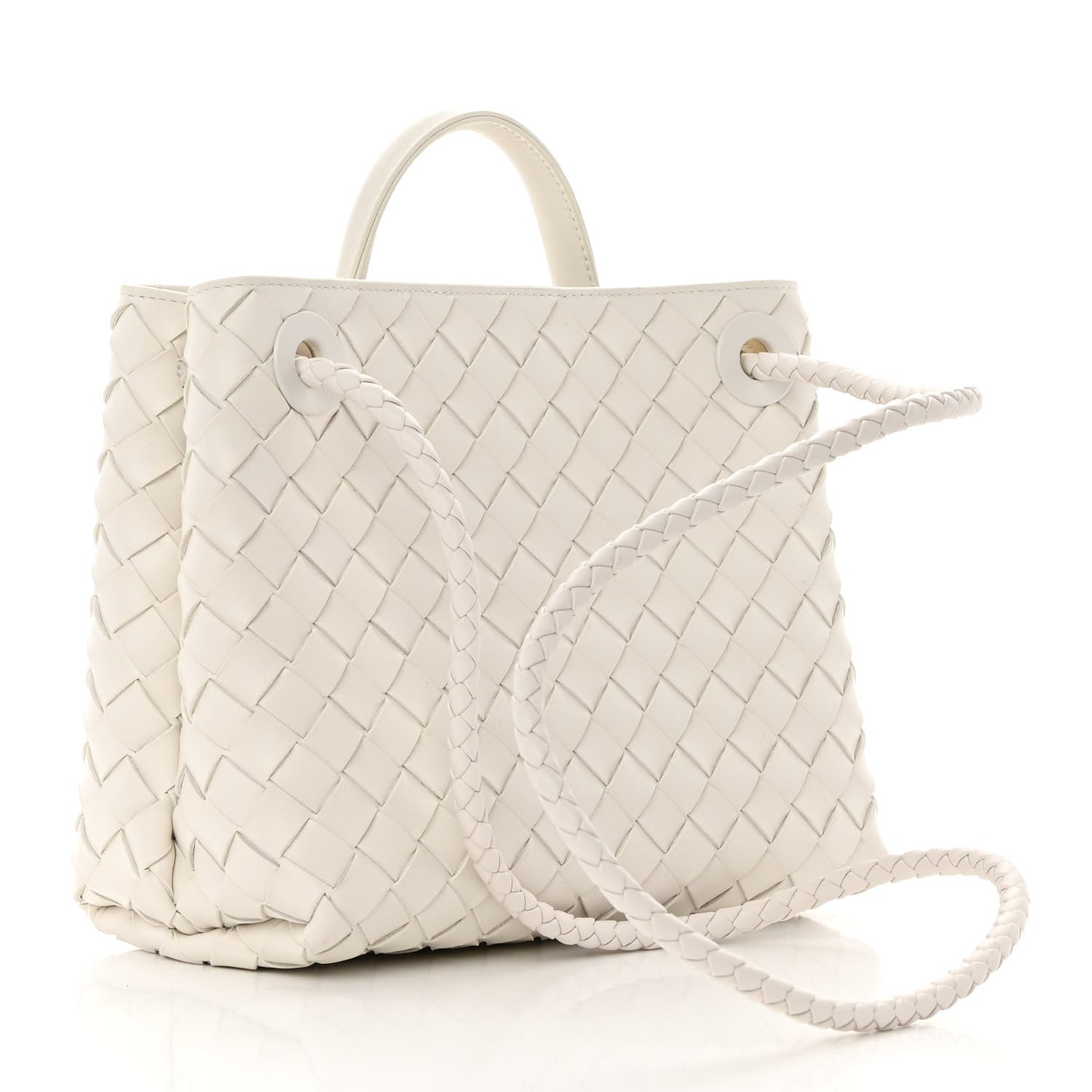 Bottega Veneta Nappa Intrecciato Small Andiamo Shoulder Bag White 3 of 10