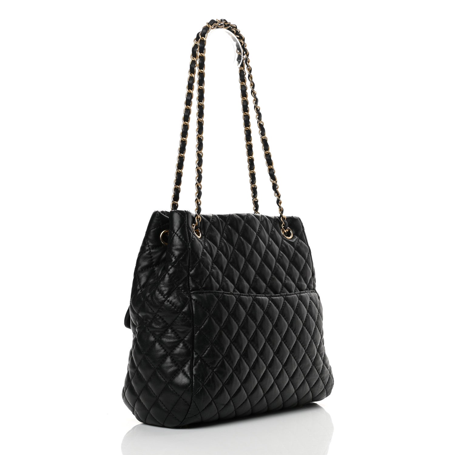Chanel Lambskin Quilted Large Fluffy CC Shopping Tote Black 3 of 16