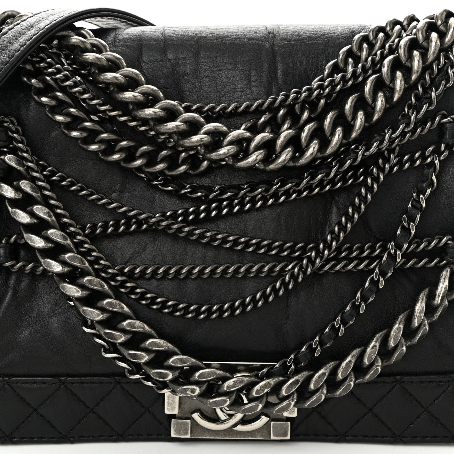 Chanel Calfskin Enchained New Medium Boy Flap Black 8 of 11
