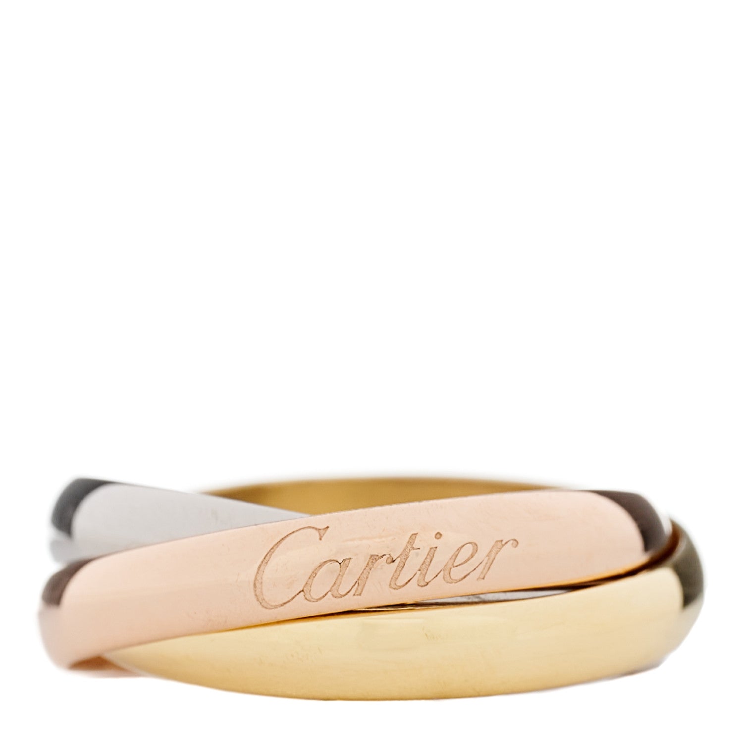 Cartier 18K Pink Yellow White Gold Small Trinity Ring 49 5 1 of 5