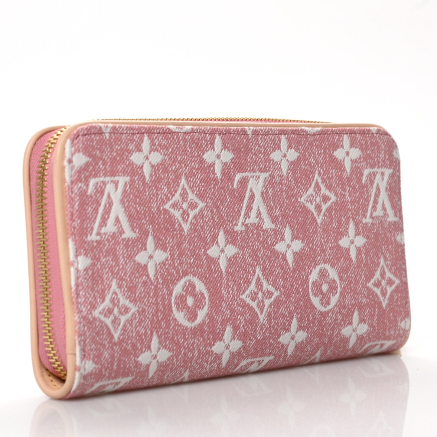 Denim Monogram Jacquard Zippy Wallet Pink