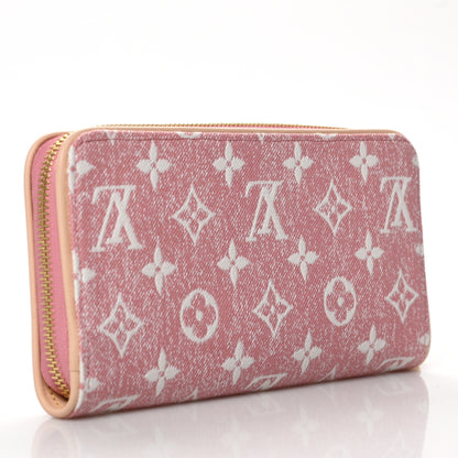 Louis Vuitton Denim Monogram Jacquard Zippy Wallet Pink 3 of 7