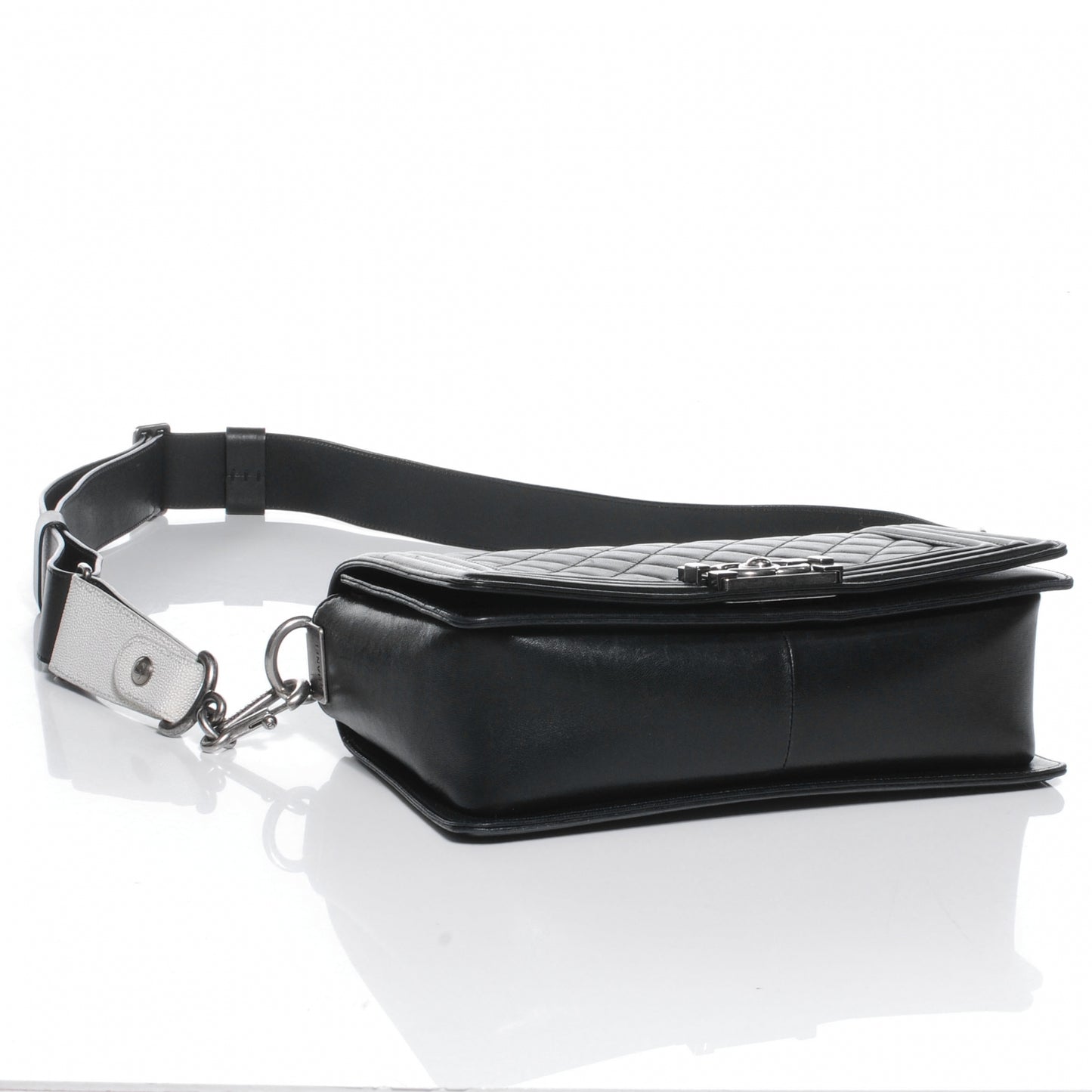 Lambskin Stingray Quilted Medium Boy Flap Black