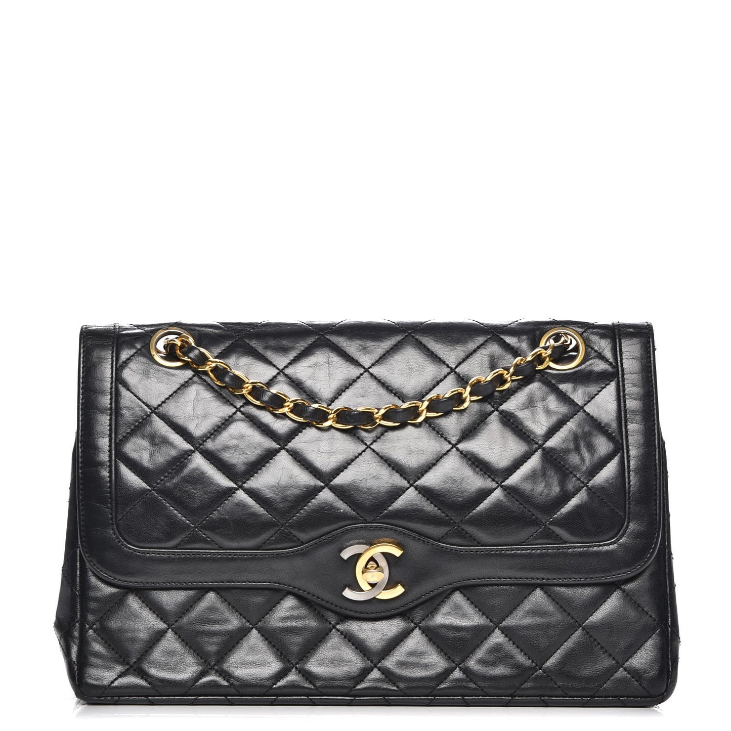 Lambskin Medium Double Flap Black