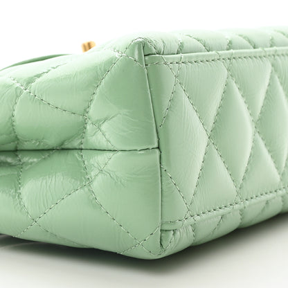 Chanel Shiny Aged Calfskin Quilted Nano Kelly Shopper Light Green 9 of 11