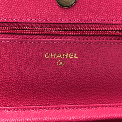 Chanel Caviar Quilted Wallet on Chain WOC Fuchsia 6 of 12