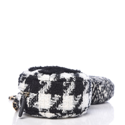 Chanel Tweed Shearling Round Clutch With Chain and Coin Purse Black and White 4 of 9