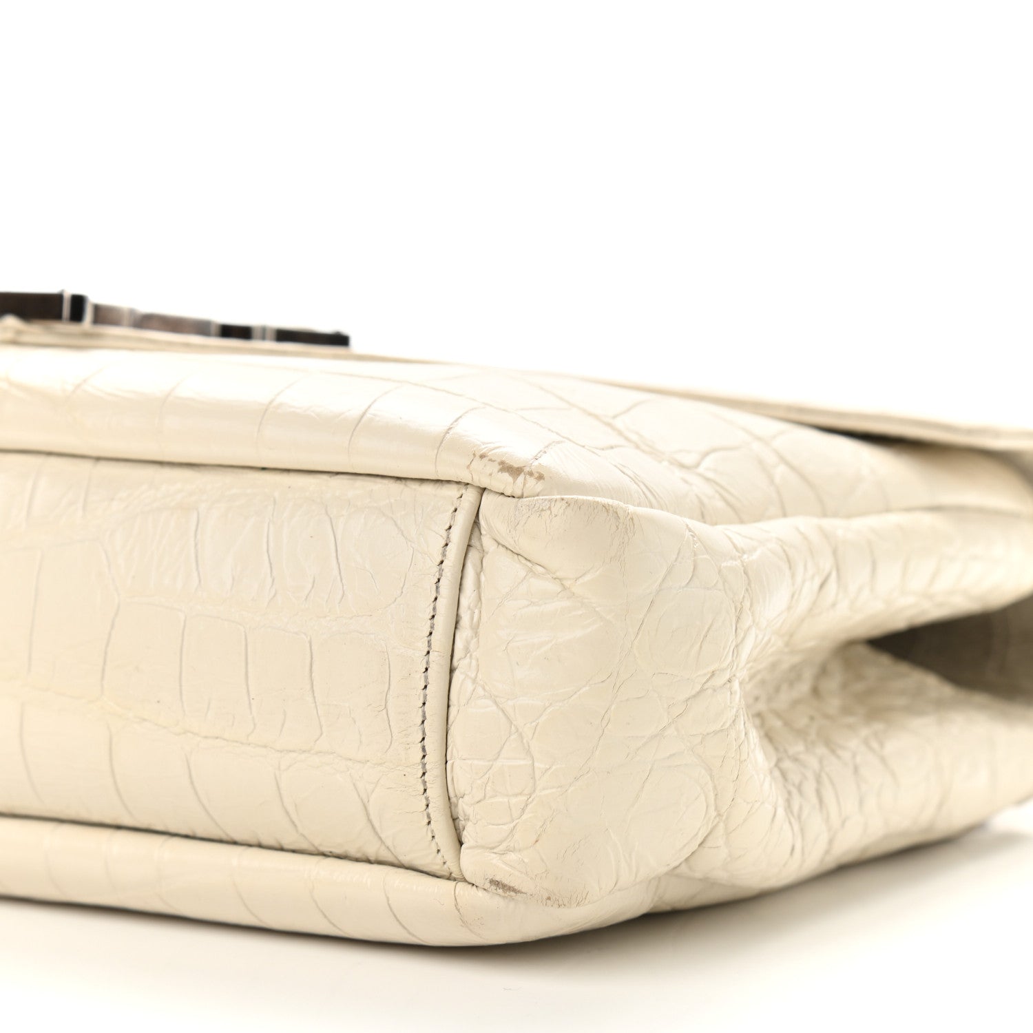 Saint Laurent Calfskin Crocodile Embossed Medium College Monogram Satchel Porcellana 11 of 16