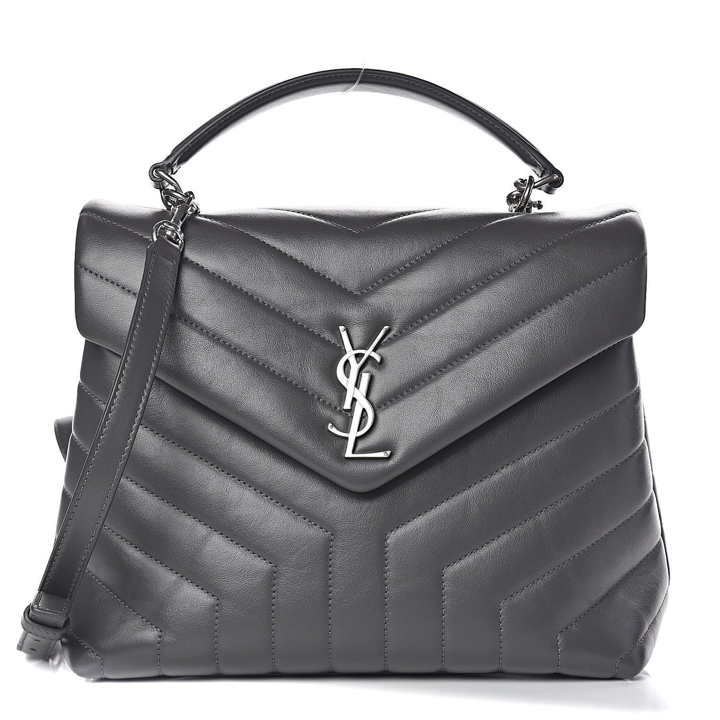 Calfskin Y Quilted Monogram Medium Loulou Satchel Kaki Fonce