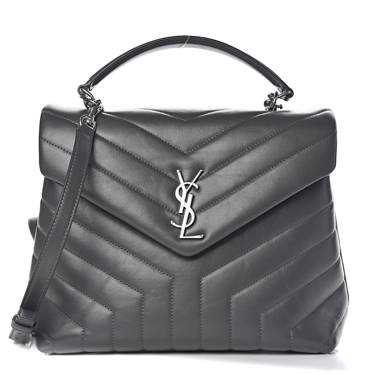 Saint Laurent Calfskin Y Quilted Monogram Medium Loulou Satchel Kaki Fonce 1 of 10