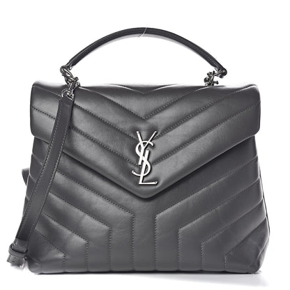 Saint Laurent Calfskin Y Quilted Monogram Medium Loulou Satchel Kaki Fonce 1 of 10