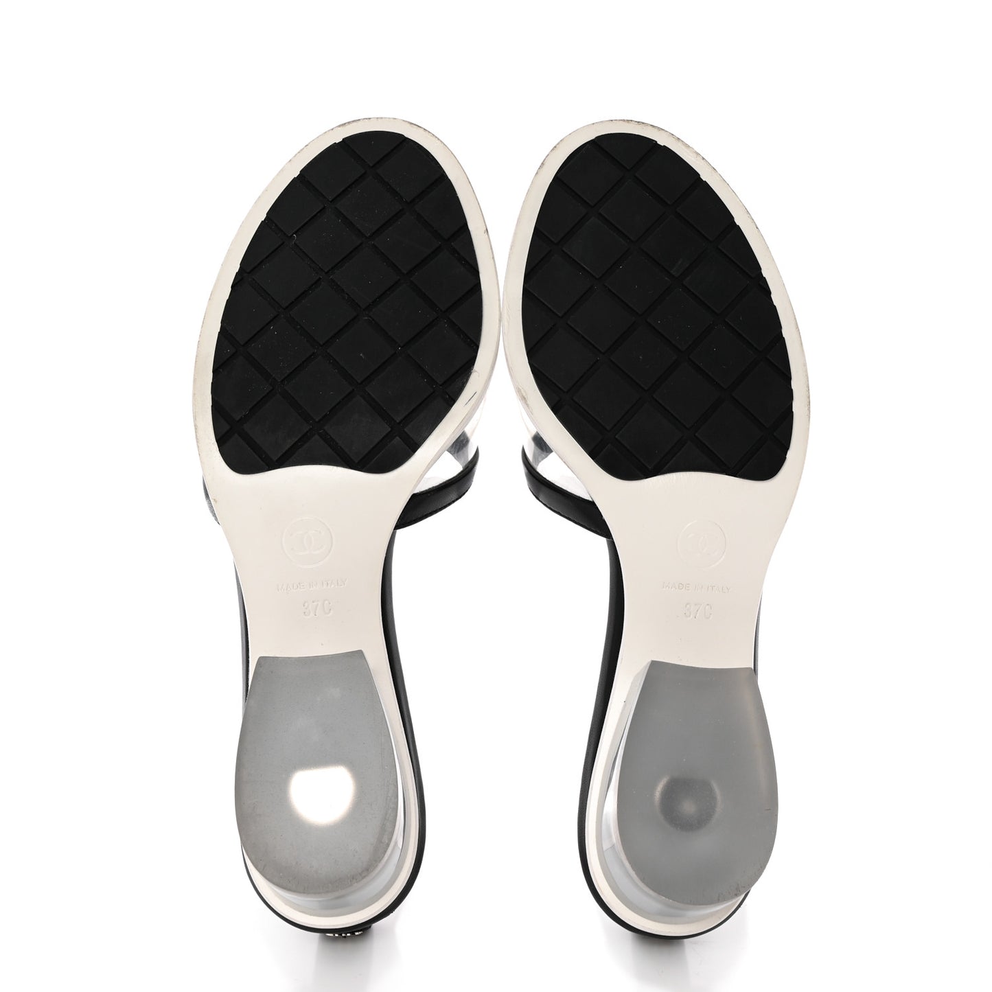 PVC Lambskin Logo Mules 37 Black