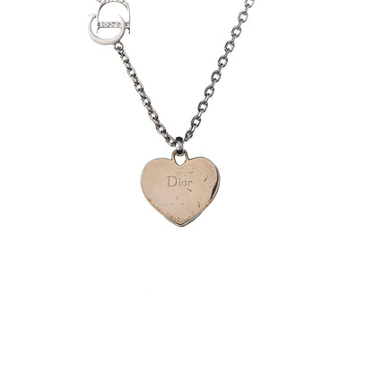 Christian Dior Enamel Crystal Heart CD Necklace Silver 5 of 7