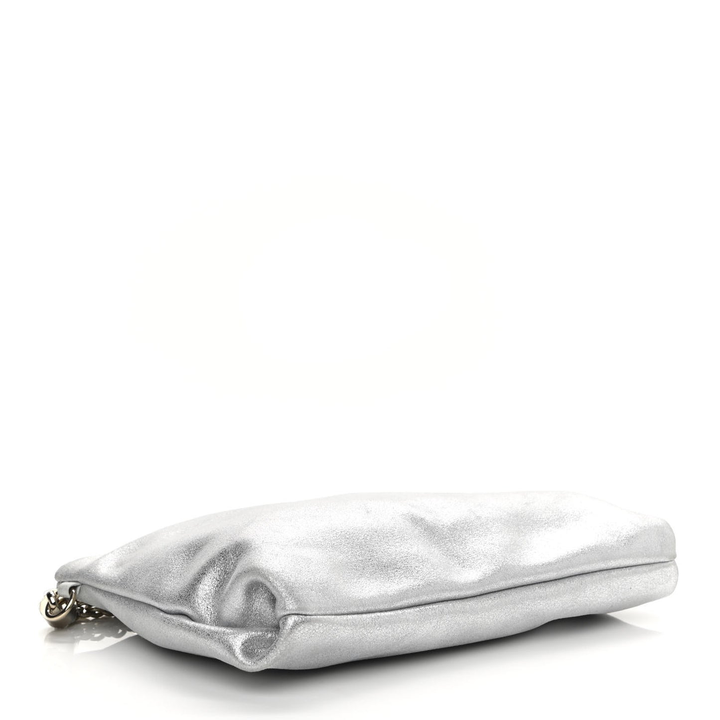 JIMMY CHOO Metallic Goatskin Callie Mea Tassel Shoulder Bag Silver