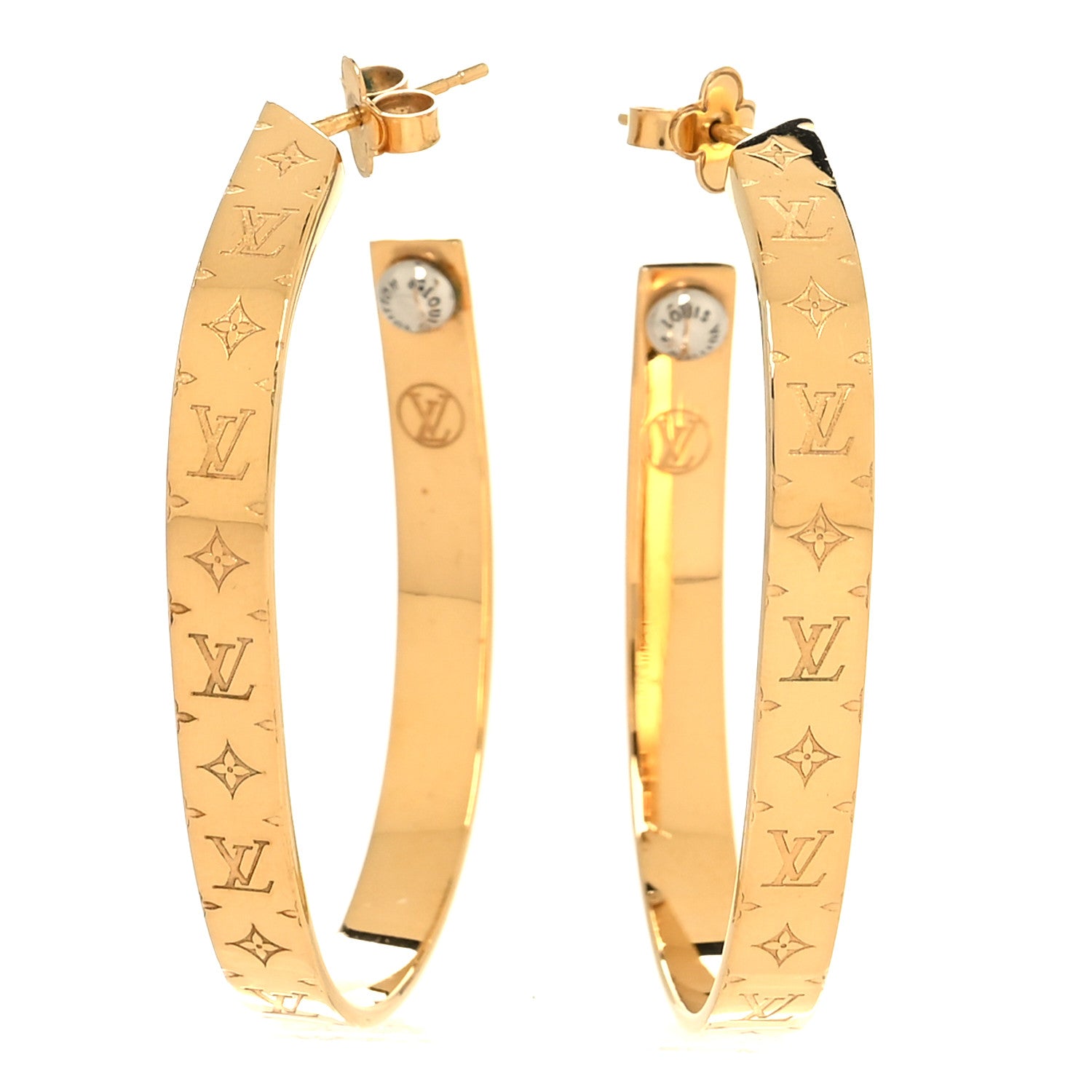 Louis Vuitton Metal Nanogram Hoop Earrings Gold 1 of 6