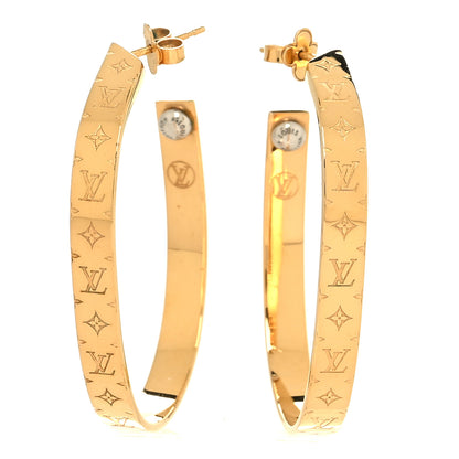 Louis Vuitton Metal Nanogram Hoop Earrings Gold 1 of 6