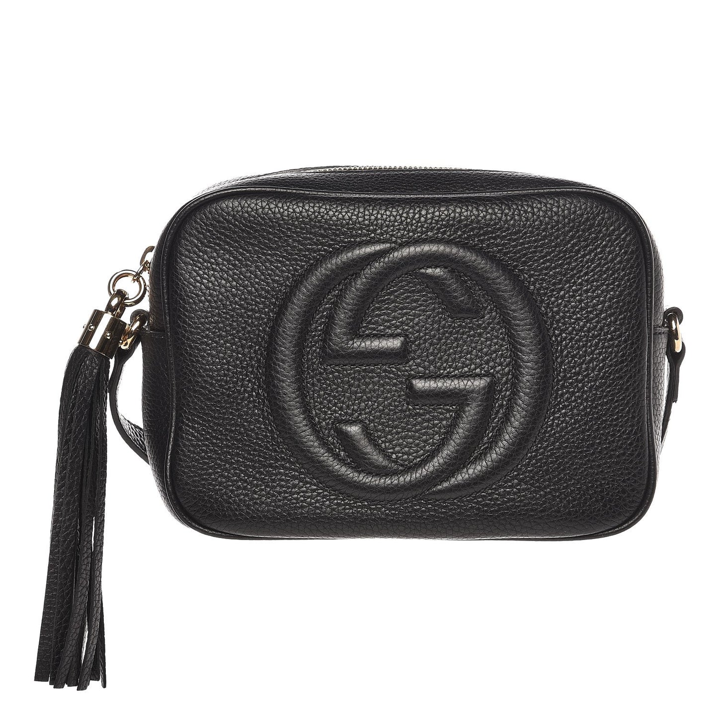 Pebbled Calfskin Small Soho Disco Bag Black