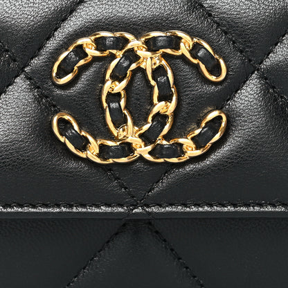 Chanel Lambskin Quilted Chanel 19 Flap Card Holder Black 9 of 9